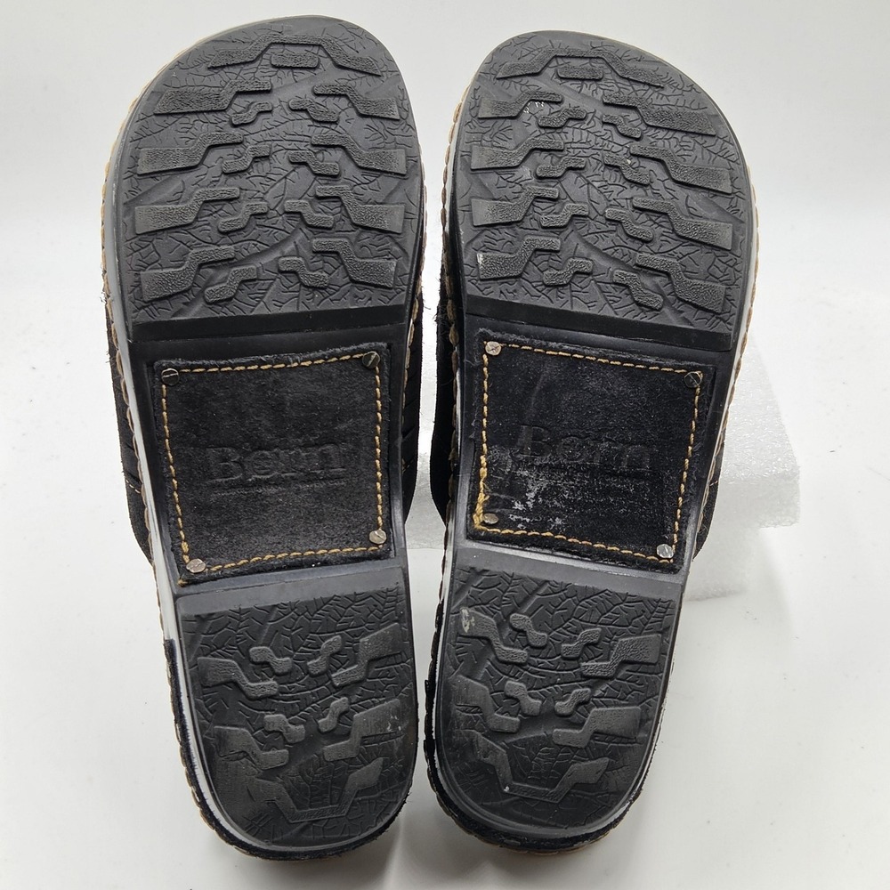 Born Shoes Womens Size 8 Black Suede Leather Clog Slip On Comfort Studded Mules - Picture 6 of 11